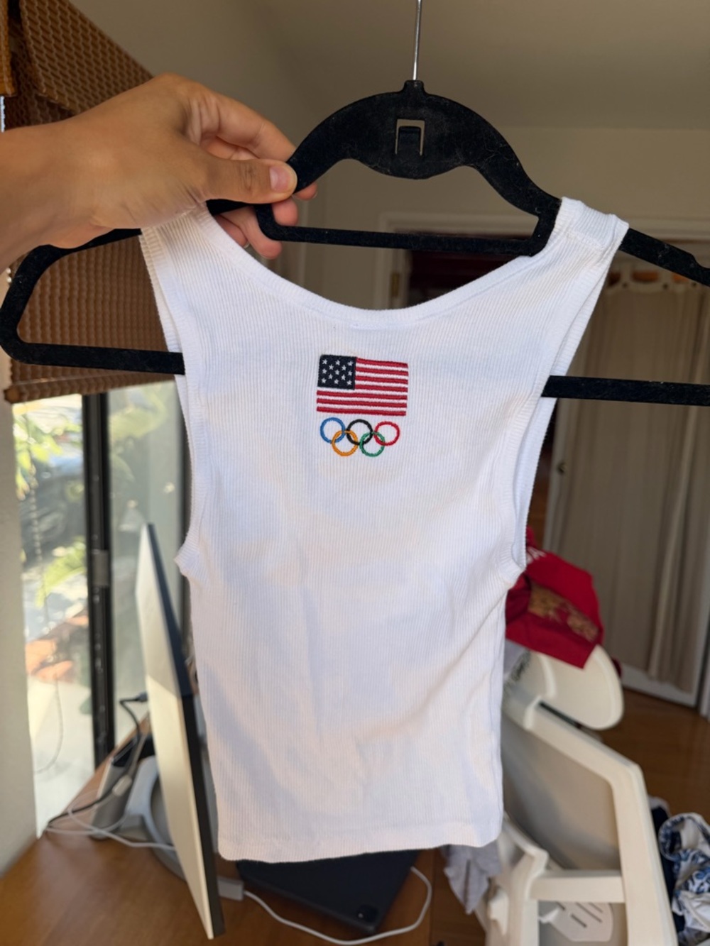 Skims Team USA Olympics White Ribbed Tank Top (NWOT) - Picture 3 of 3